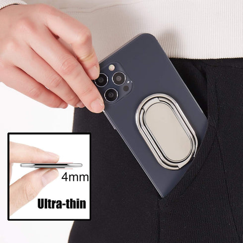 Phone Ring Holder Finger Kickstand Foldable Cellphone Back Stand 360° Rotation Metal Ring Grip Holder for Magnetic Car Mount Compatible with iPhon...