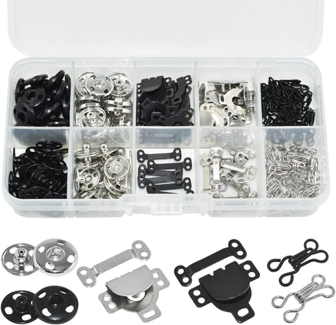 100 Pairs 3 Styles Skirt Hooks and Eyes Hook Closures, Sewing Snaps Fasteners Press Studs Clothing Fixing Hook Sewing Hook and Eye Latch or Skirt ...