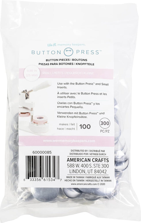 We R Memory Keepers Button Press Refill 100 Pack Small 25mm, Create DIY Custom Buttons for Backpacks, Purses, Bags, Pins, Badges, Keychains, and M...