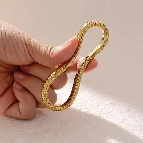 3 pcs Chunky Gold Bracelet Bangle Adjustable Wide Wristband Bracelets Set 18K Gold Plated Stretch Bangles for Women Men Trendy...