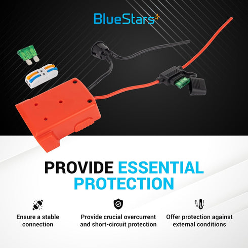 BlueStars RED Power Wheels Adapter for Milwaukee M18 Power Wheels Battery Conversion Kit with Fuse Holder & 30A Blade Fuses for 18V Battery - for ...
