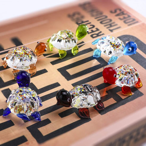 Crystalsuncatcher Handmade Tiny Turtle Hand Blown Glass Ornaments Gifts Decor Collectible Figurine Gardens(Turtle)...