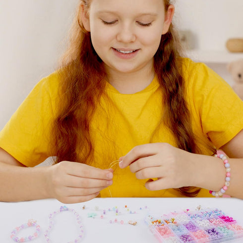 900pcs Mermaid Bracelet Making Kit for Girls with Pearl Beads Starfish Shell Girls Pink& Purple Mermaid Butterfly Beads for Jewelry Making Assorte...