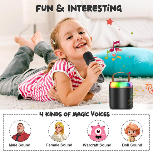 Mini Karaoke Machine for Kids Portable Bluetooth 5.3 Speaker Led Lights with 2 Wireless Microphones Karaoke Gifts for Girls Boys Audlt Birthday Ch...