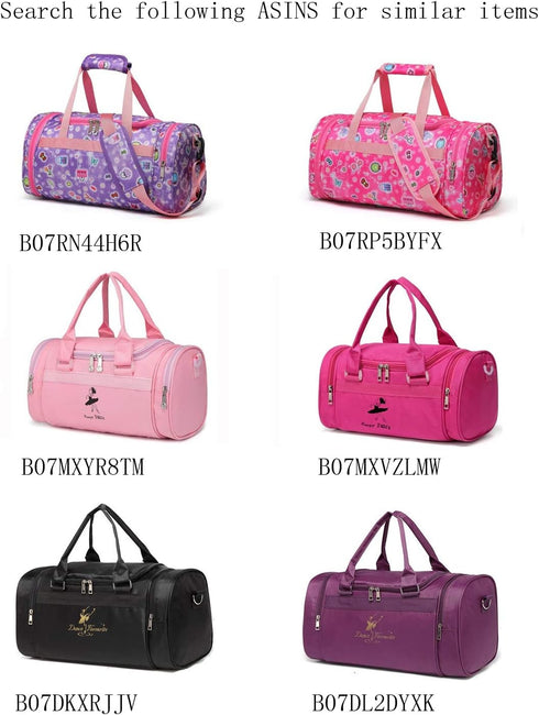 Small/Large Dance Duffle Bag For Girls Sport Gym Bags For Women Yoga Bag (Purple, Small)...