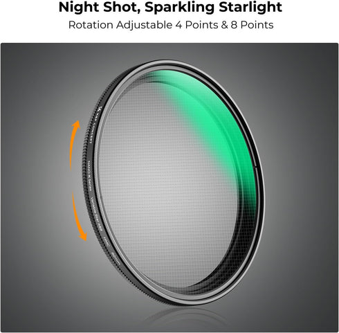 K&F Concept 49mm Variable Star Filter Cross Screen Starburst Filter 4, 8 Points -18 Layer Coating Ultra Slim Optical Glas Camera Lens Filter with ...