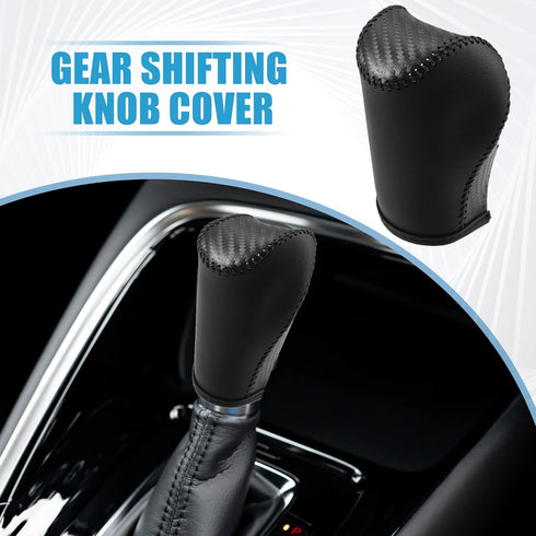 Gear Shifting Knob Cover Automatic Transmission Lever Trim for Jeep Cherokee 2014-2021 PU Leather Carbon Fiber Pattern Black...
