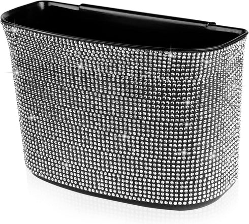 eing Car Trash Can Bling Crystal Auto Storage Pockets,100% Leak Proof Car Trash Container Bin Car Garbage Bag Hanging for Backside/Gearshift/Cente...