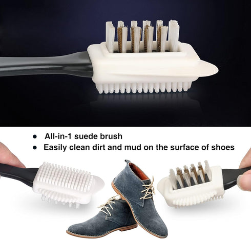 MAXIMILIAN Shoe Cleaner Kit. Brush with Extra 2 Erasers for Shoes & Boots. Horse Hair Shoe Brushes for Polishing, Cleaning & Buffing Leather Shoes...