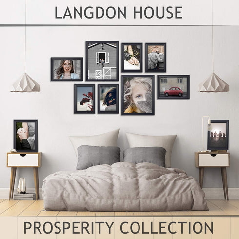Langdon House 5x7 Picture Frames (Black, 12 Pack), Contemporary Frame Set, Wall Mount or Table Top, Prosperity Collection...