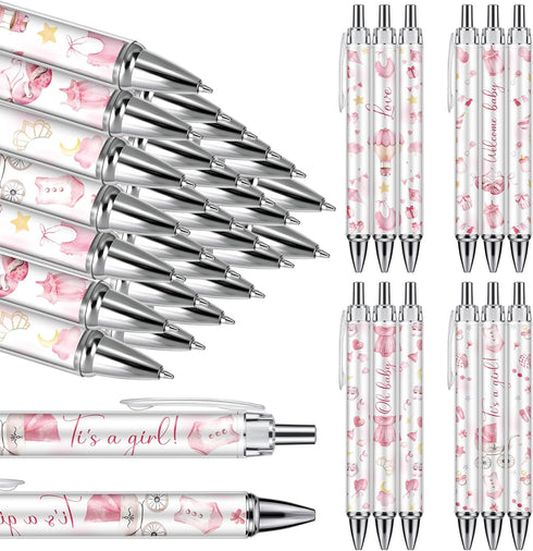 24 Pcs Baby Shower Ballpoint Pens Favors Bulk Retractable Ballpoint Pen Black Ink with Baby Shower Gifts for Guests School Supply(Girl)...
