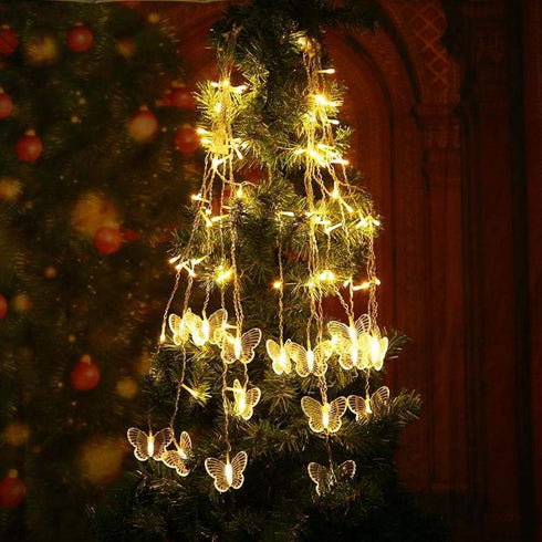 Lainin USB Powered 13FT 96 LED Curtain Lights 16 Butterflies Twinkle Lights 8 Modes Fairy Light Strip for Party Indoor Outdoor Room Garden Wedding...