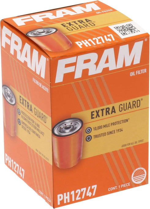 FRAM Extra Guard Spin-On Automotive Replacement Oil Filter, Designed for Conventional and Synthetic Oil Changes Lasting up to 10k Miles, PH12747 w...