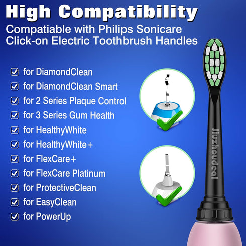 Toothbrush Replacement Heads for Philips Sonicare DiamondClean ProtectiveClean 4100 5100 6100 C2 G2 Electric Toothbrush Brush Heads Black, 10 Pack...