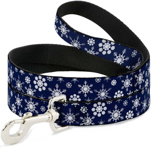 Dog Leash Snowflakes Blue White 4 Feet Long 1.0 Inch Wide...