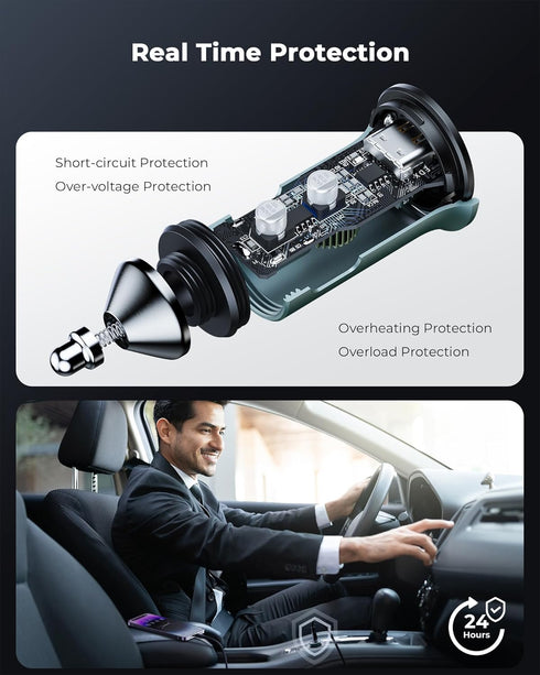 VOLTME Car Charger, 30W USB C Car Charger, PD 3.0 Car Charger Adapter Fast Charging for iPhone14/13/12/11 Pro Max Mini X Samsung Galaxy S23/22/21 ...