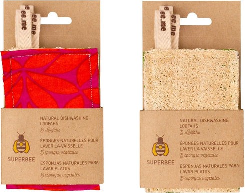 SUPERBEE Natural Kitchen Sponges 10 Pack - Plant-Based Biodegradable Loofah Dish Sponge - Eco-Friendly, Zero-Odor, cleaning dirty dishes, pots, an...
