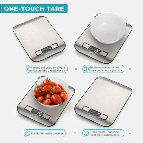 Ultrean Food Scale, Digital Kitchen Scale Weight Grams and Ounces for Baking Cooking and Meal Prep, 6 Units with Tare Function, 11lb (Batteries In...