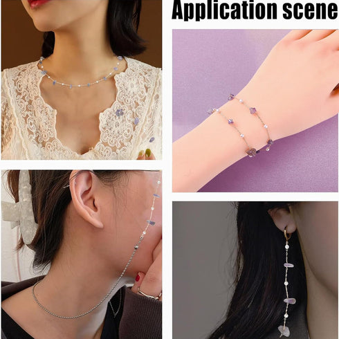 DanLingJewelry 5m Brass Handmade Natural Amethyst Stone Beading Chain Purple Irregular Crystal Chains with Spool for Jewelry Making Supplies...