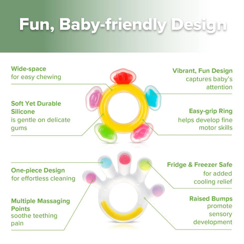 Haakaa Silicone Teether Combo - Baby Freezer Teething Toy - Soft Cold Teether - Soothe Teething Pain & Itching Gums - Perfect Size - Palm & Ferris...