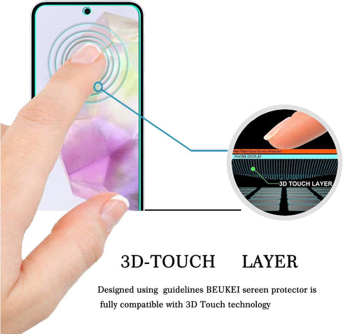 beukei (3 Pack) Designed for Samsung Galaxy A35 5G / Galaxy A35 Screen Protector Tempered Glass,Touch Sensitive,Case Friendly, 9H Hardness...