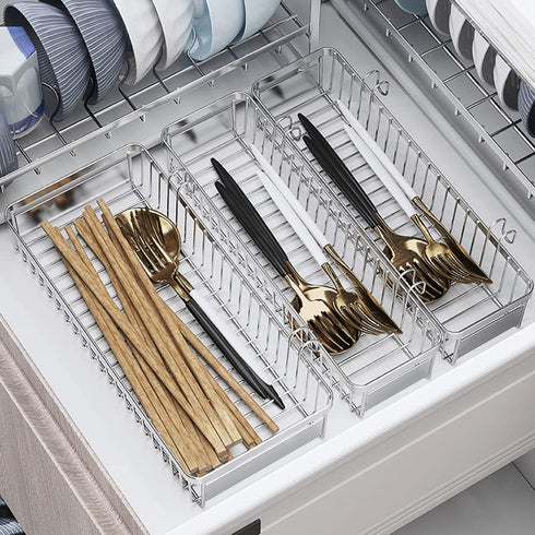 kaileyouxiangongsi Drawer Organizer, Silverware Organizer for Kitchen, Utensil Mesh Drawer Organizer for Chopsticks/Spoon/Fork/Knife, 304 Stainles...