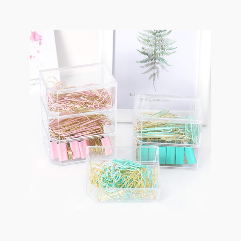 Gold Pink Binder Clips and Paper Clips Set (3-in-1 Boxed), for Office School Supplies Teachers Classroom Daily use...