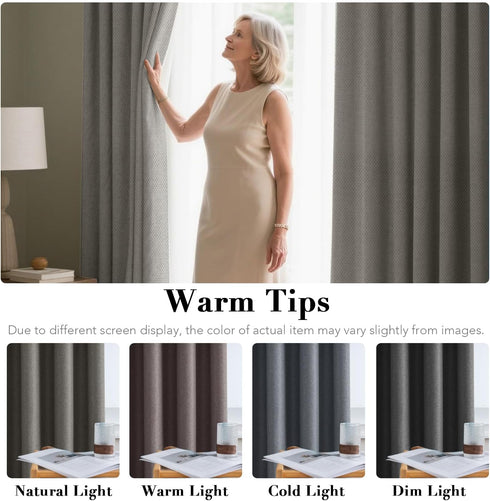 H.VERSAILTEX Linen Blackout Curtain 84 Inches Long for Bedroom/Living Room Thermal Insulated Grommet Linen Curtain Drapes Primitive Textured Burla...