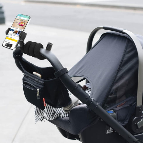 Uogw Stroller Phone Holder for Parent and Baby,Universal 20inch Length Flexible Gooseneck Phone Stand for Stroller,Treadmill,Spin Bike,Shopping Ca...
