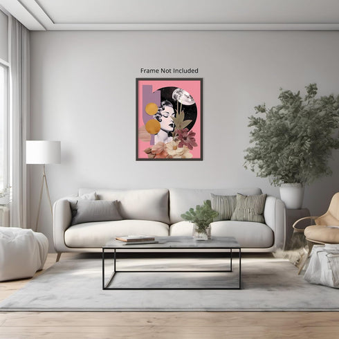 Posterizer 1 pcs-vintage woman surreal collage with planets-Retro Art-Abstract & Modern Art-Gift for Art Lovers-Gifts for Women- UNFRAMED Wall Art...