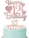 Rose Gold 12th Birthday Cake Topper with Number 12 Candles for Girl's 12th Birthday Party Decorations...