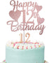 Rose Gold 12th Birthday Cake Topper with Number 12 Candles for Girl's 12th Birthday Party Decorations...