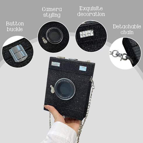 KUANG! Camera Shaped Shoulder Bag PU Leather Crossbody Bag Vintage Novelty Handbag Purse...