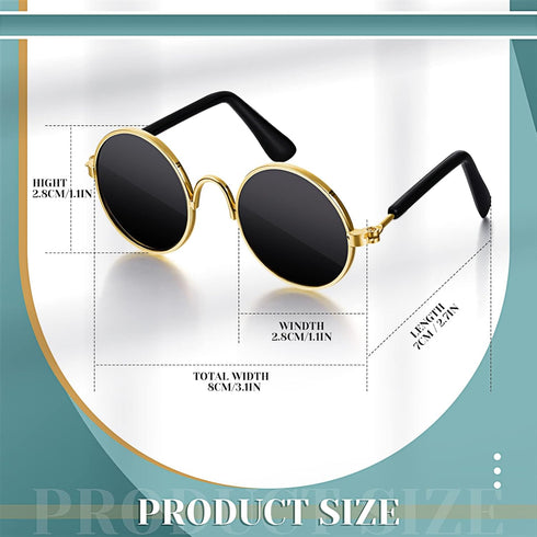 Dog Sunglasses Retro Pet Glasses Doll Glasses Classic Round Dog Glasses Metal Cat Puppy Eye Wear Hippie Costumes for Cats and Dogs, Photos Props C...