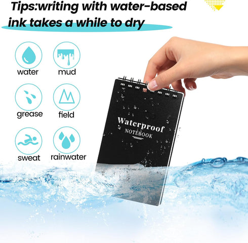 All Weather Waterproof Notebook,Small Spiral Notebook 3x5 Mini Pocket Notepad,Little Memo Pads,Write in The Rain Notebook,Field Notebook for Outdo...