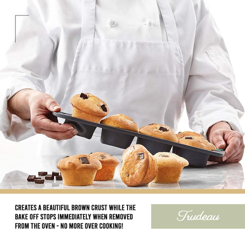 Trudeau Structure Silicone Muffin Pan – 12 Cup, Flexible Silicone with Hard Lining to Hold Shape, Non-Stick, BPA-Free, Dishwasher Safe, Heat Resis...