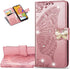 Samsung Galaxy Note 10 Plus Case Bling Diamond Butterfly Embossed Wallet Flip PU Leather Magnetic Card Slots with Stand Cover for Samsung Galaxy N...