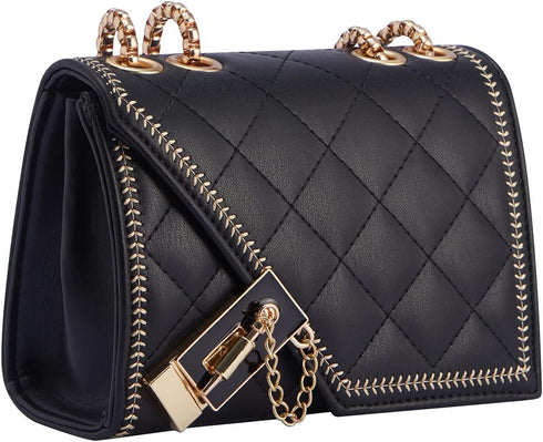 Aiqudou Quilted Crossbody Bag for Women - Leather Shoulder Bag Fashion Chain Small Purse...