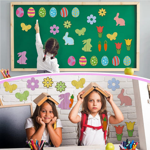Eaasty 60 Pcs Easter Bulletin Board Decorations Religious Spring Bulletin Board Sweet Classroom Spring Easter Cutouts Including Butterfly Rabbit C...