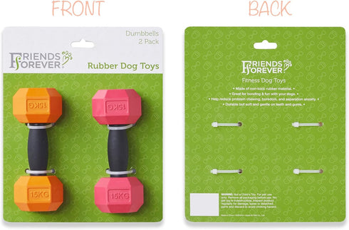 Friends Forever Dog Chew Toy, Interactive Treat Dispensing Toys, Dog Puzzle Fun Indoor Play, Non-toxic Durable Natural Rubber, Pink/Orange 2 Piece...