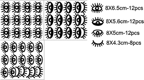44pcs Eye Pattern Sticker for Girl's Bedroom Eyelash Decals Modern Wall Sicker Baby Girl Removable Wall Decor SK018 (Black)...