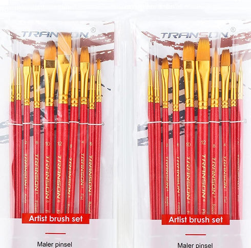 Transon 20pcs Artist Painting Brush Set for Acrylic Watercolor Gouache Hobby Craft Face Rock Painting Hot Pink...