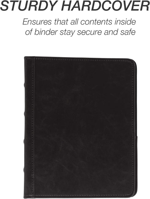 Samsill Vintage Hardback Mini 3 Ring Black Leather Binder, Professional Binder Organizer, Planner Binder, 1 Inch 3 Ring Binder, Mini Binders 5.5 x...