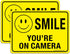 (2 Pack) Faittoo Smile You're On Camera Sign, Reflective 10x7 Rust Free .40 Aluminum, UV Protected, Weather Resistant, Durable Ink, Indoor & Outdo...