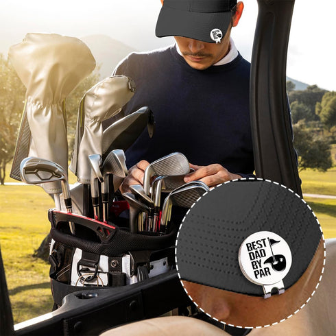 Best Dad by Par Golf Ball Marker with Magnetic Hat Clip, Funny Golf Accessories and Golf Gifts for Men Dad Grandpa, Birthday for Golf Fan Golfer G...