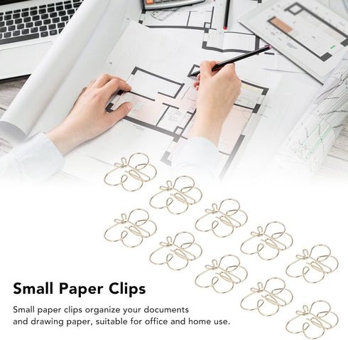 50pcs Cute Paper Clips, Golden Butterflies Paper Clips Electroplating Process Anti Rust Animal Shapes Paper Clips Antislip Small Paper Clips...