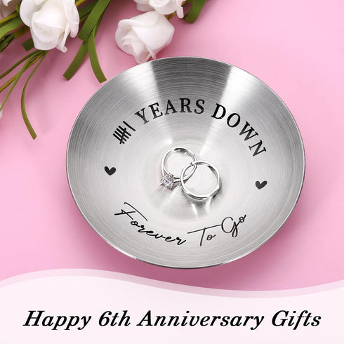 6th Anniversary Iron Gifts for Him Her - Ring Holder 6 Years Anniversary for Husband Wife Anniversary Wedding Gifts for Women Men Couple Gifts, Ch...