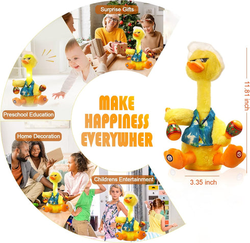 Emoin Dancing Duck Toys,Talking+Singing+Dancing+Recording+Glowing Duck Toy,Mimicking Toy Repeats What You Say Interactive Plush Toy, Glowing Duck ...