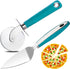 Webake Pizza Cutter Wheel Pie Serve Set, Large Pizza Slicer Stainless Steel Pie Cake Cutter with Non-slip Green Handle, Ideal for Cake Pizza Pies ...
