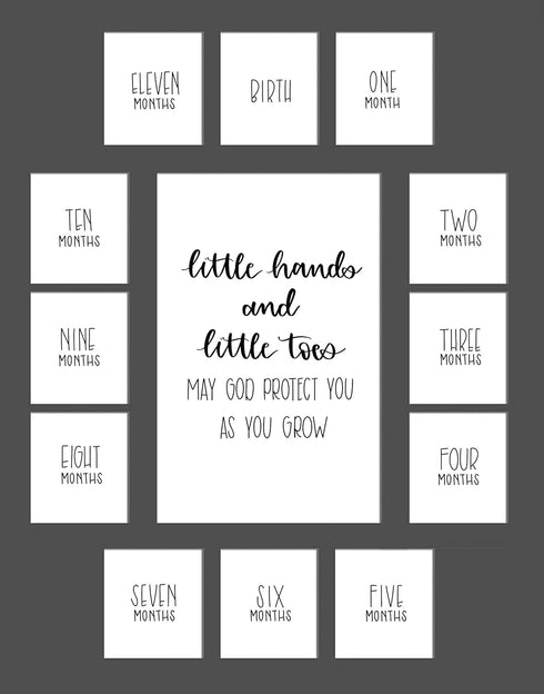 Rustic Red Door Co. Baby's First Year Picture Mat - No Frame - Little Hands and Little Toes Photo Collage - 13 Picture Slots - Newborn Birth to On...